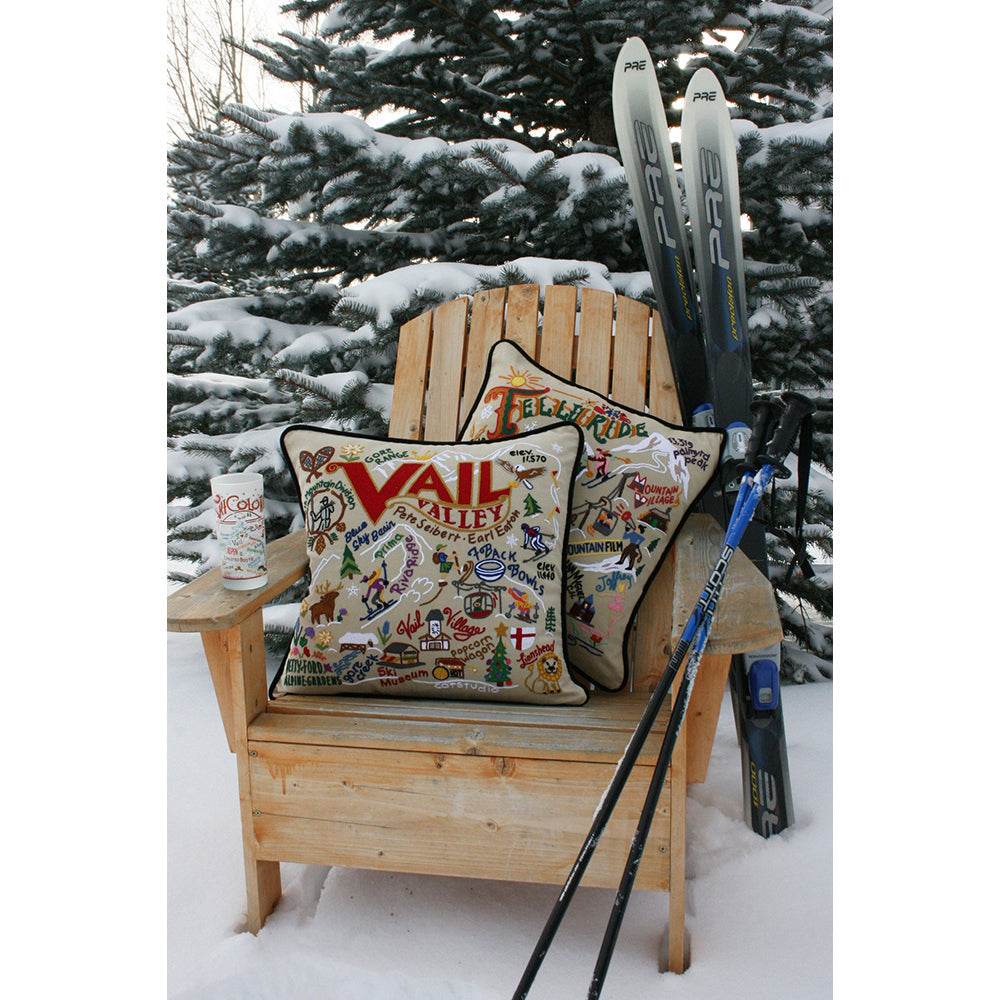 Ski Vail Hand-Embroidered Pillow-3