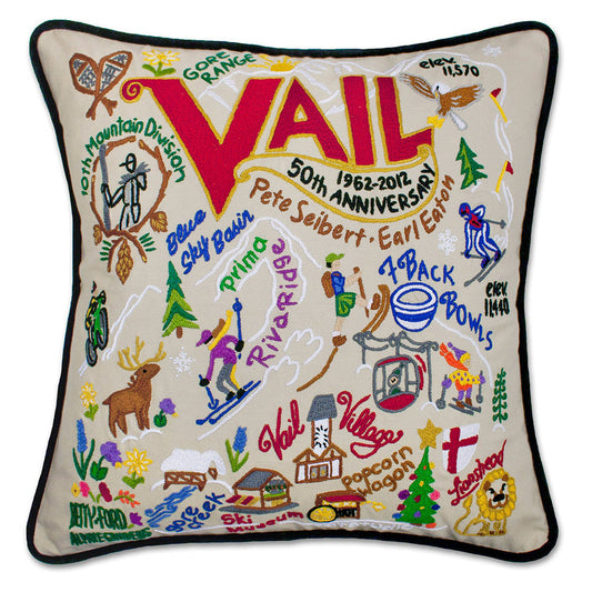 Ski Vail Hand-Embroidered Pillow-0