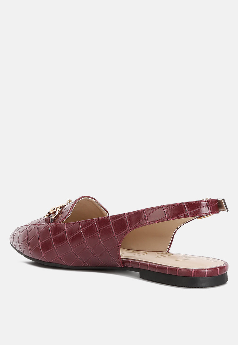 Trempe Croc Slingback Flat Sandals-2