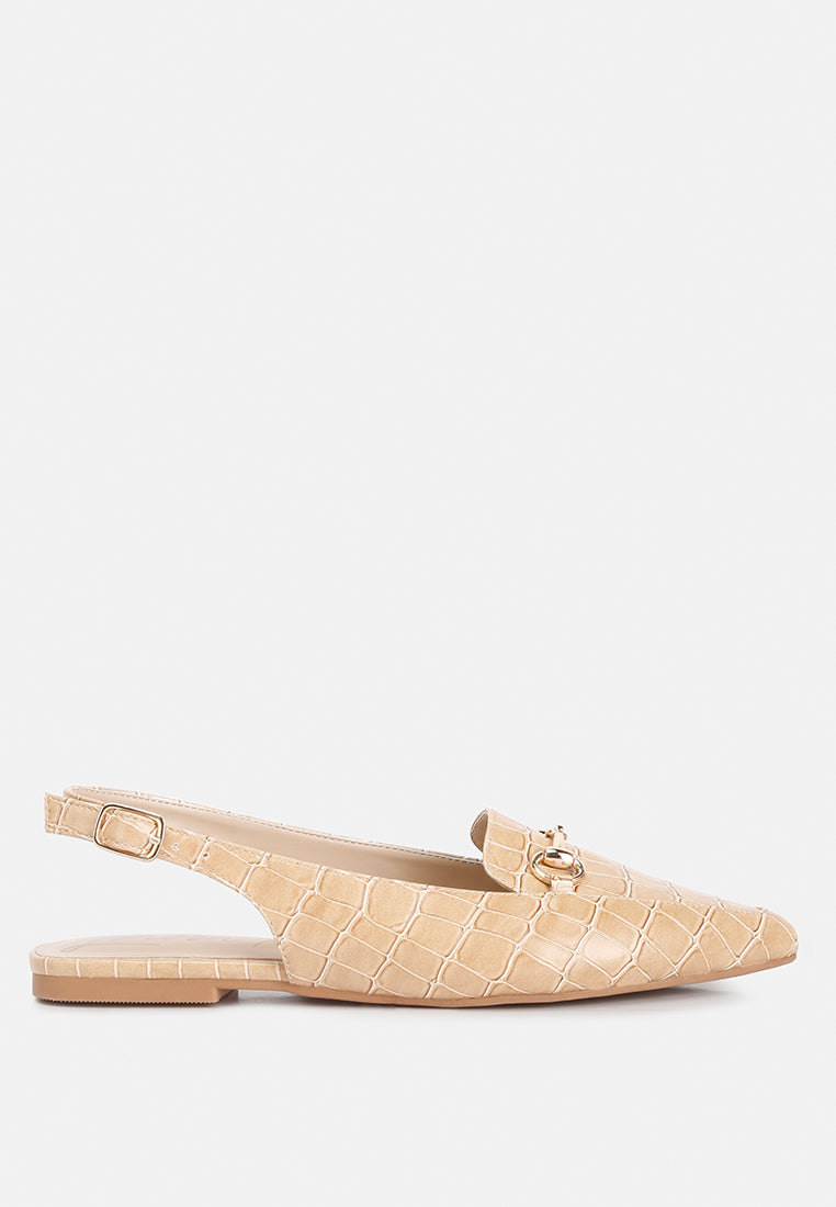 Trempe Croc Slingback Flat Sandals-5