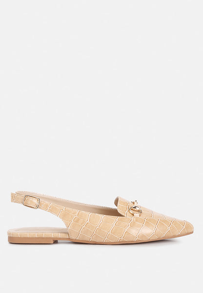 Trempe Croc Slingback Flat Sandals-5