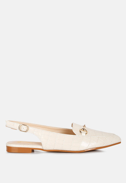Trempe Croc Slingback Flat Sandals-6