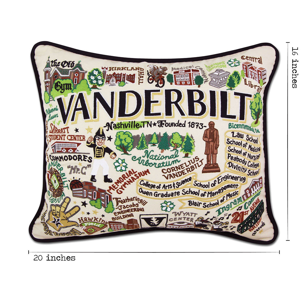 Vanderbilt University Collegiate Hand-Embroidered Pillow-4