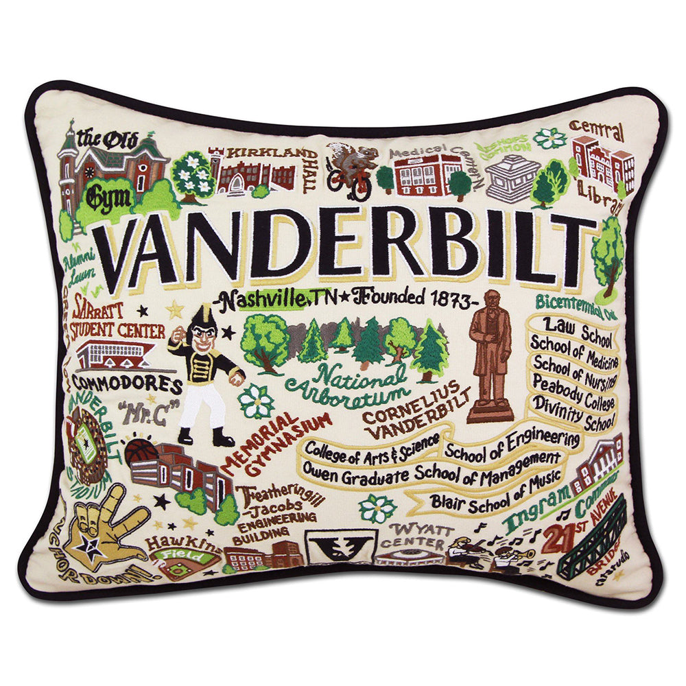 Vanderbilt University Collegiate Hand-Embroidered Pillow-0