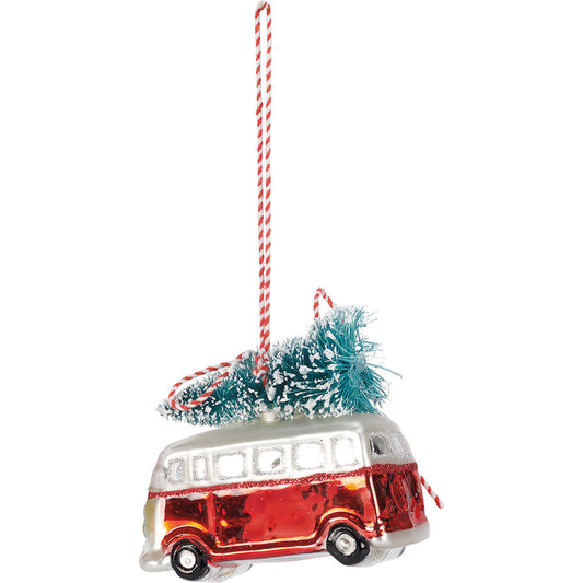 Vintage Bus Glass Ornament-0