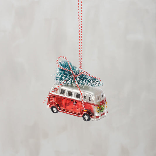 Vintage Bus Glass Ornament-1
