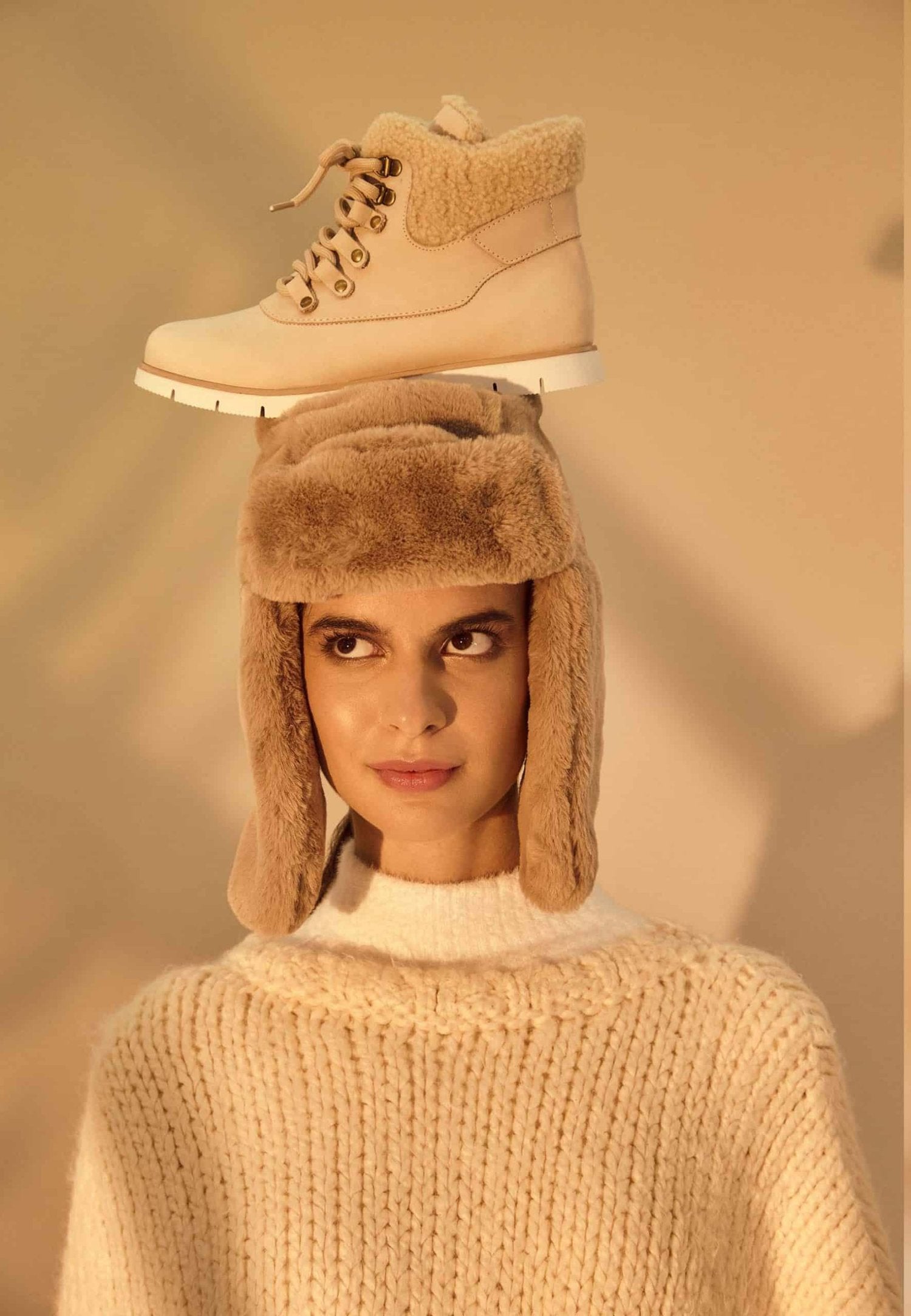 Women's Winter Boots Suede - With Shearing Details-4