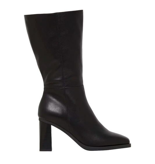 Womens Hush Puppies Patron Black Leather Heel Long Boots-0