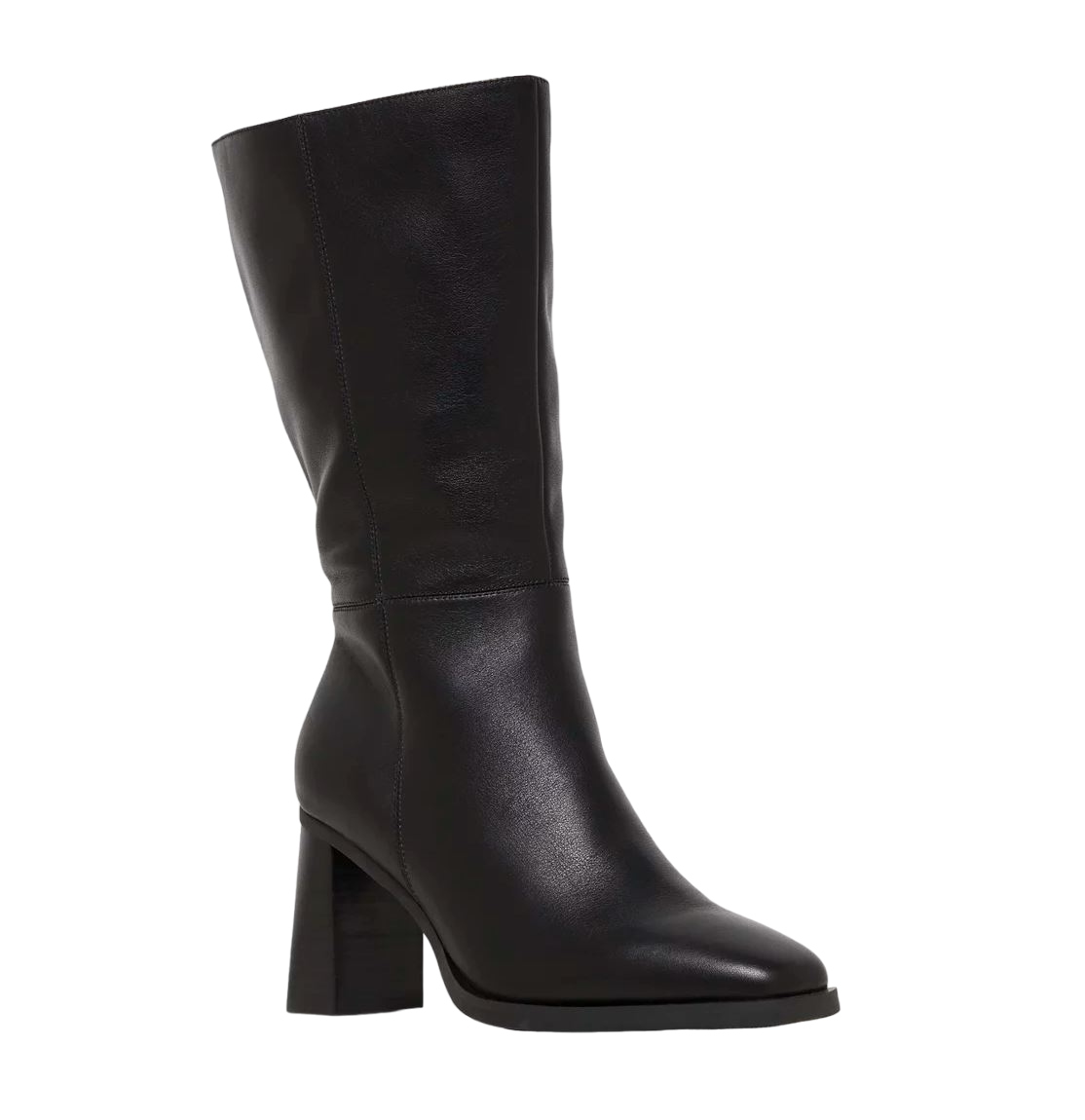 Womens Hush Puppies Patron Black Leather Heel Long Boots-2