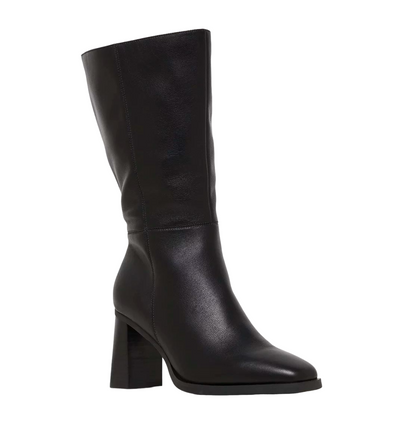 Womens Hush Puppies Patron Black Leather Heel Long Boots-2