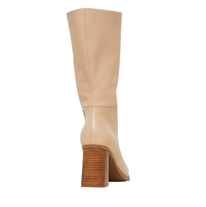Womens Hush Puppies Patron Nude Leather Heel Long Boots-4