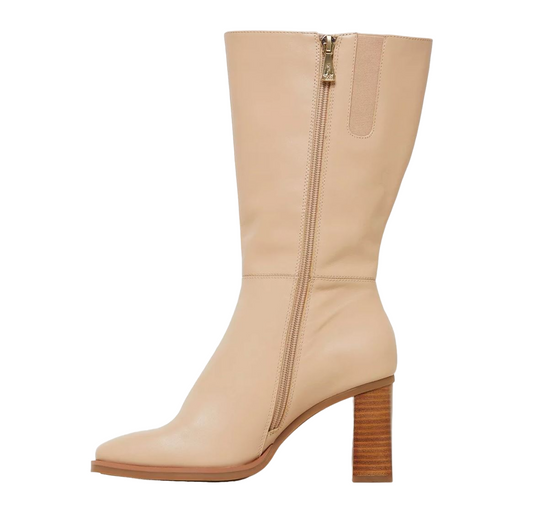 Womens Hush Puppies Patron Nude Leather Heel Long Boots-0