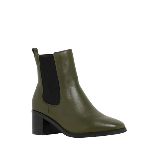 Womens Hush Puppies Sublime Dark Olive Heel Boots-1
