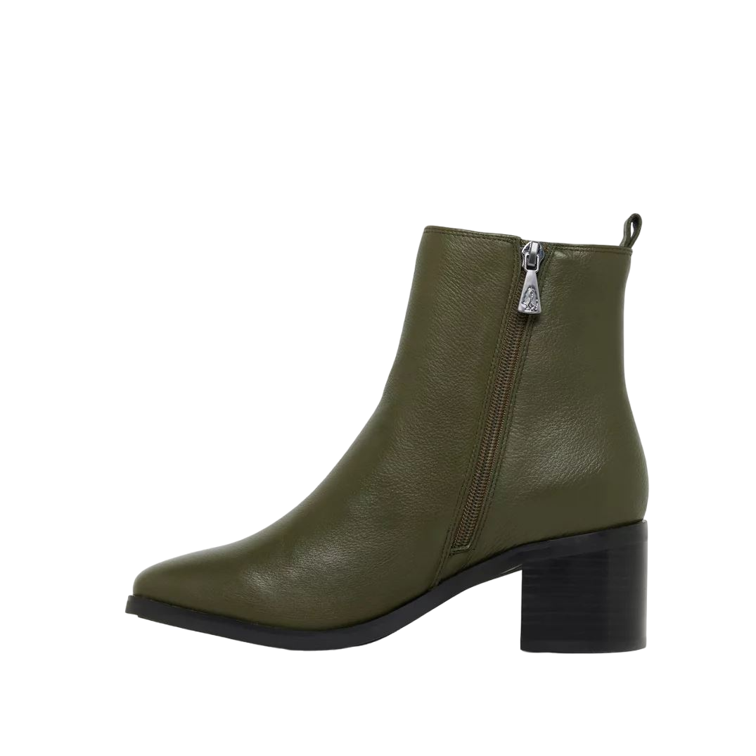 Womens Hush Puppies Sublime Dark Olive Heel Boots-2