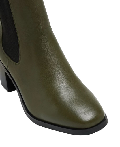 Womens Hush Puppies Sublime Dark Olive Heel Boots-3