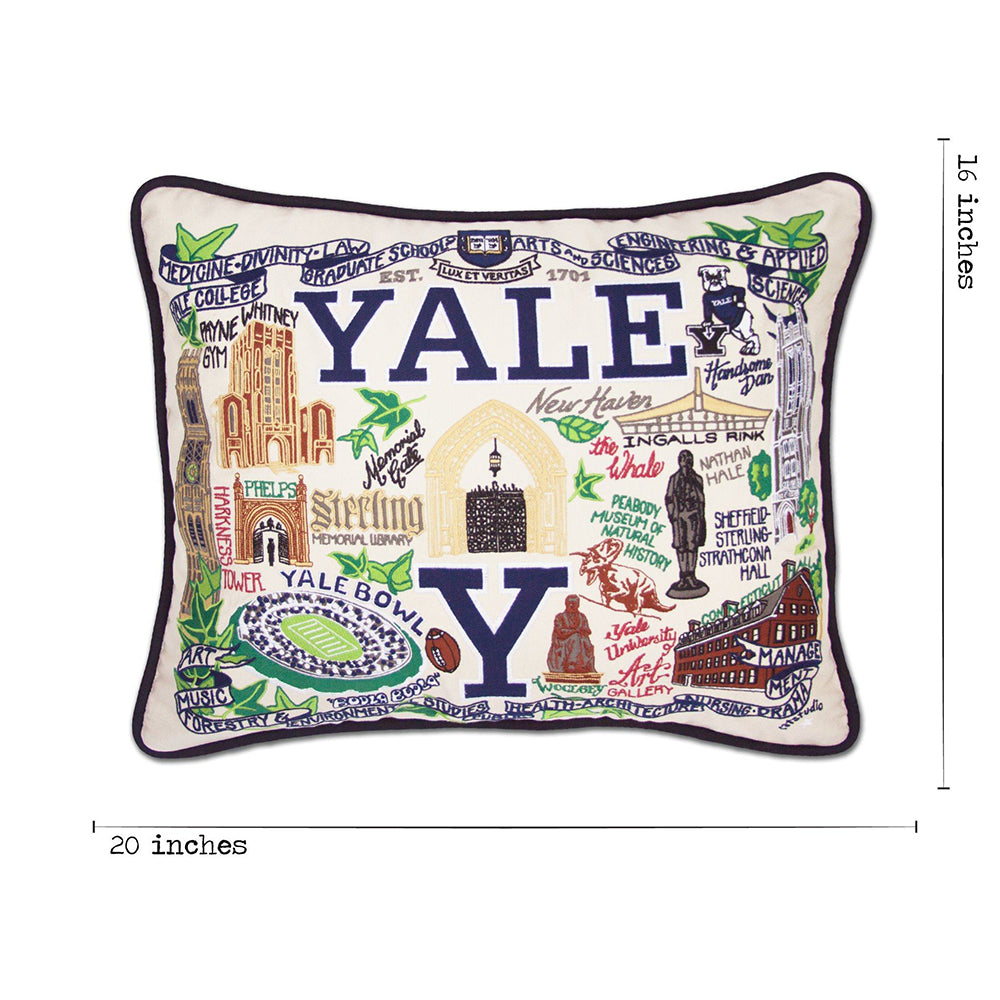 YALE Collegiate Hand-Embroidered Pillow-4